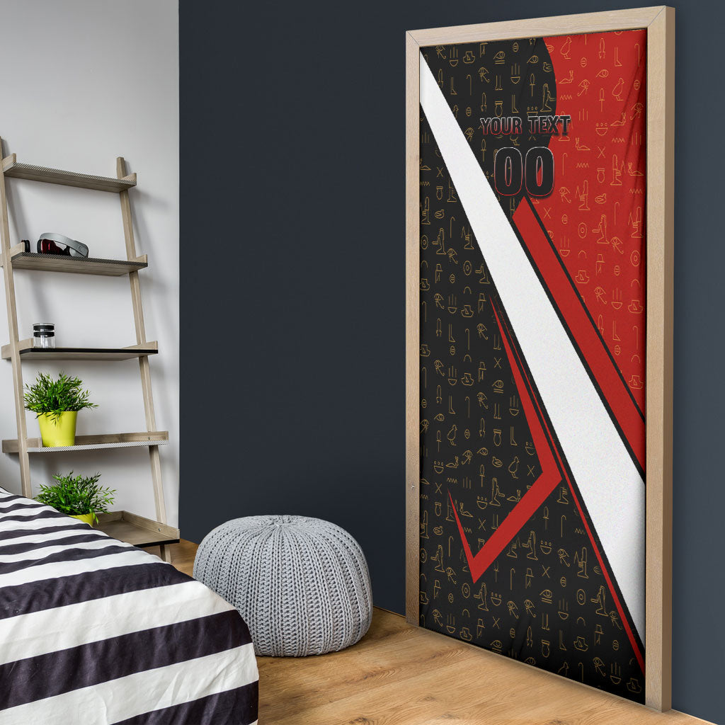 Personalized Egypt Soccer Sobek Crocodile Mascot Door Cover Ancient Egyptian Hieroglyphic Stripe