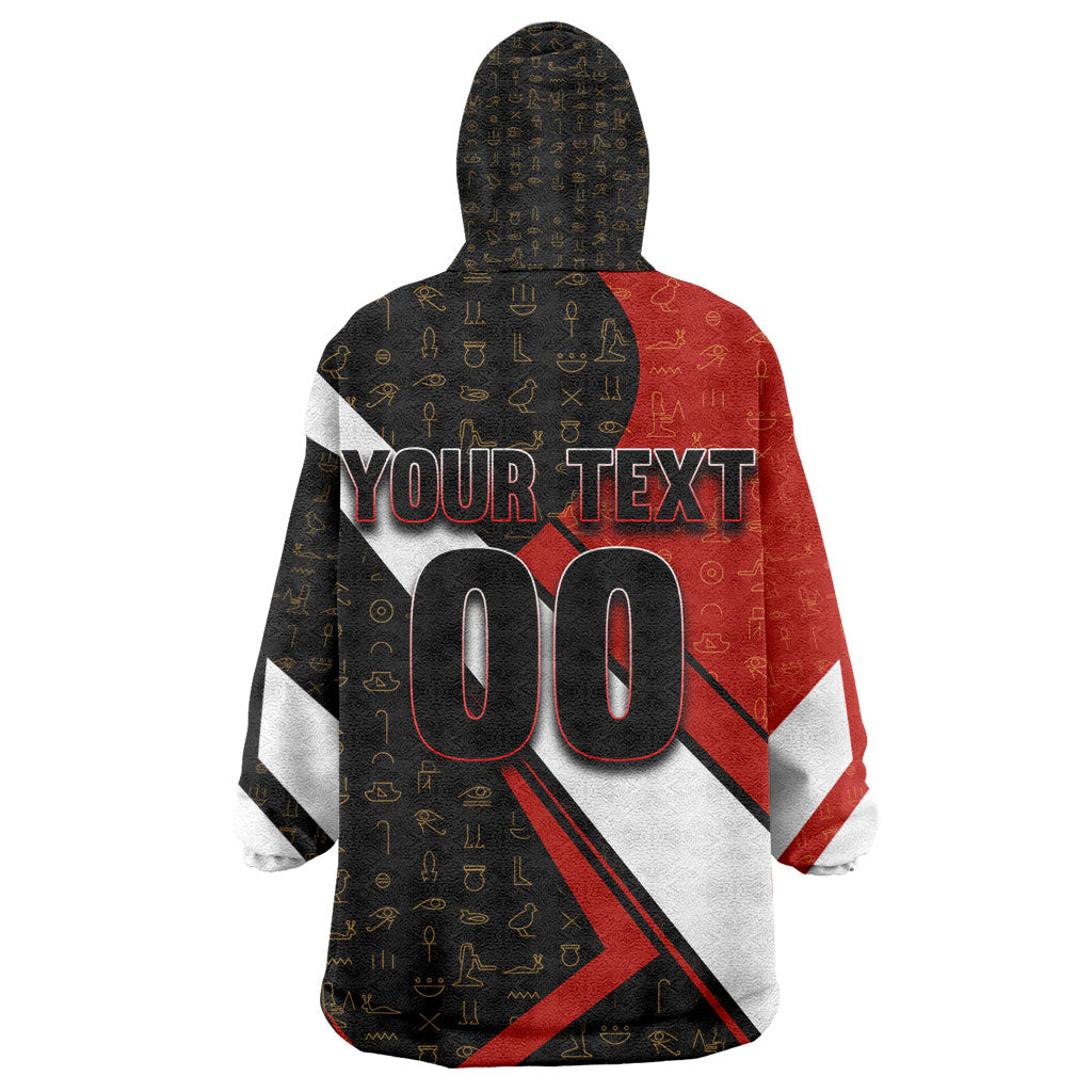 Personalized Egypt Soccer Sobek Crocodile Mascot Kid Wearable Blanket Hoodie Ancient Egyptian Hieroglyphic Stripe