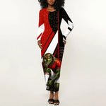 Personalized Egypt Soccer Sobek Crocodile Mascot Long Sleeve Bodycon Dress Ancient Egyptian Hieroglyphic Stripe