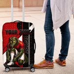 Personalized Egypt Soccer Sobek Crocodile Mascot Luggage Cover Ancient Egyptian Hieroglyphic Stripe