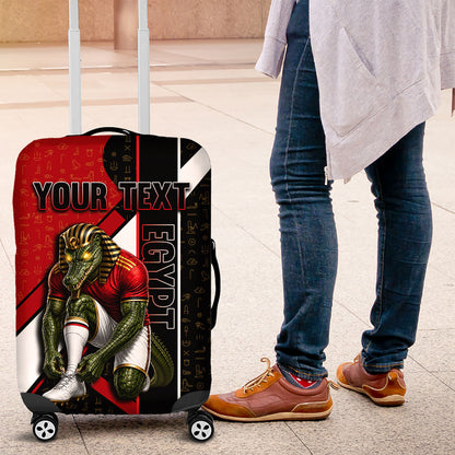 Personalized Egypt Soccer Sobek Crocodile Mascot Luggage Cover Ancient Egyptian Hieroglyphic Stripe