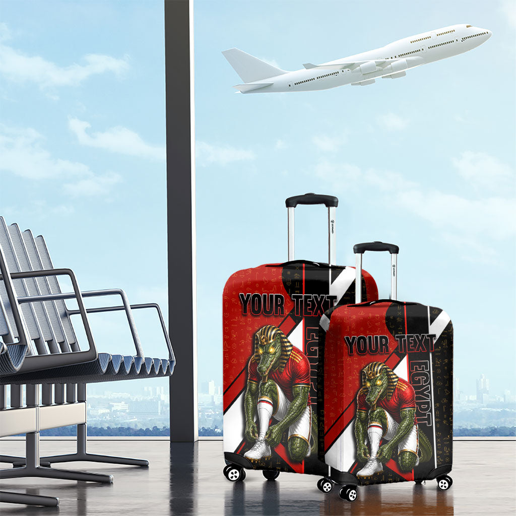 Personalized Egypt Soccer Sobek Crocodile Mascot Luggage Cover Ancient Egyptian Hieroglyphic Stripe