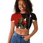 Personalized Egypt Soccer Sobek Crocodile Mascot Raglan Cropped T shirt Ancient Egyptian Hieroglyphic Stripe