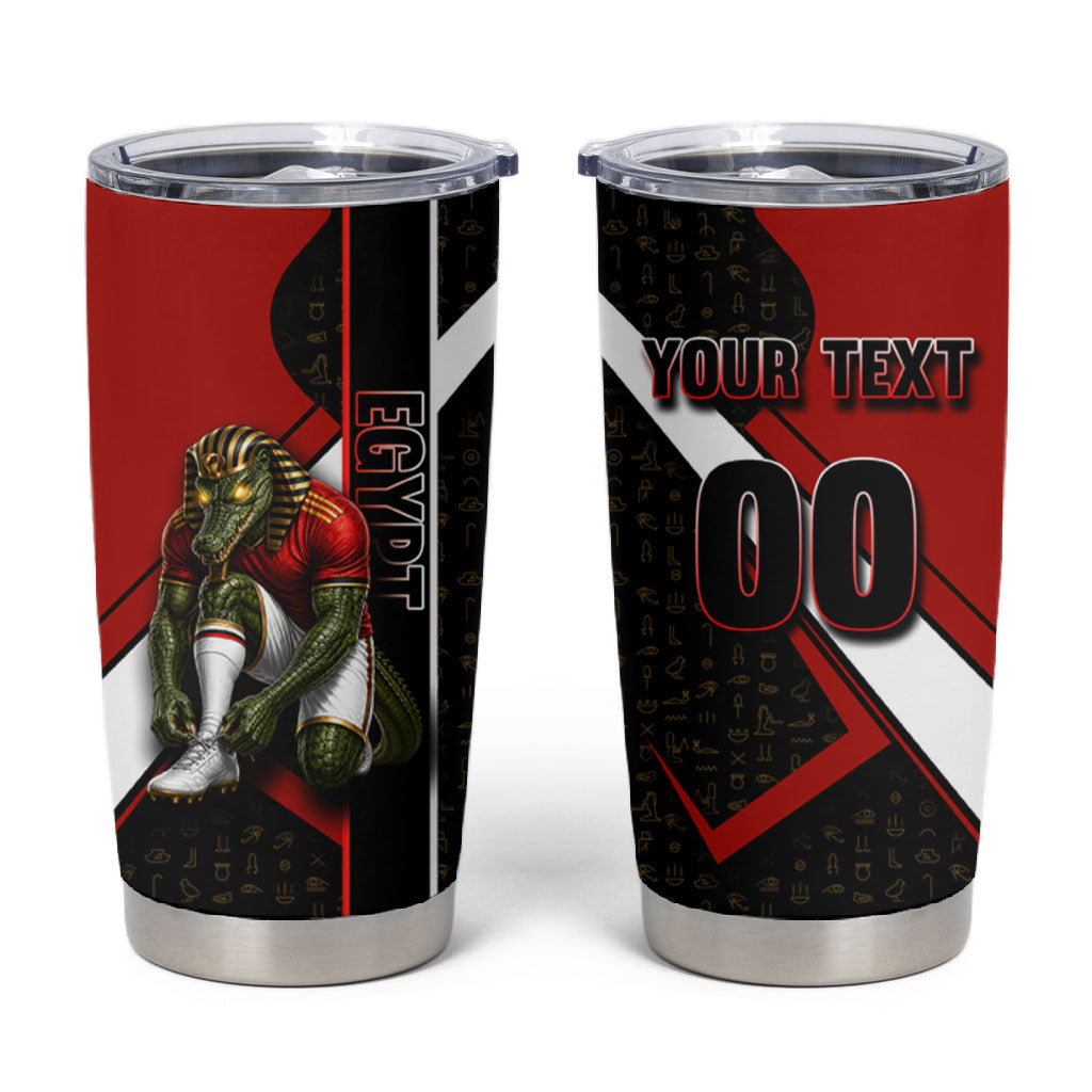 Personalized Egypt Soccer Sobek Crocodile Mascot Tumbler Cup Ancient Egyptian Hieroglyphic Stripe