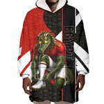 Personalized Egypt Soccer Sobek Crocodile Mascot Wearable Blanket Hoodie Ancient Egyptian Hieroglyphic Stripe