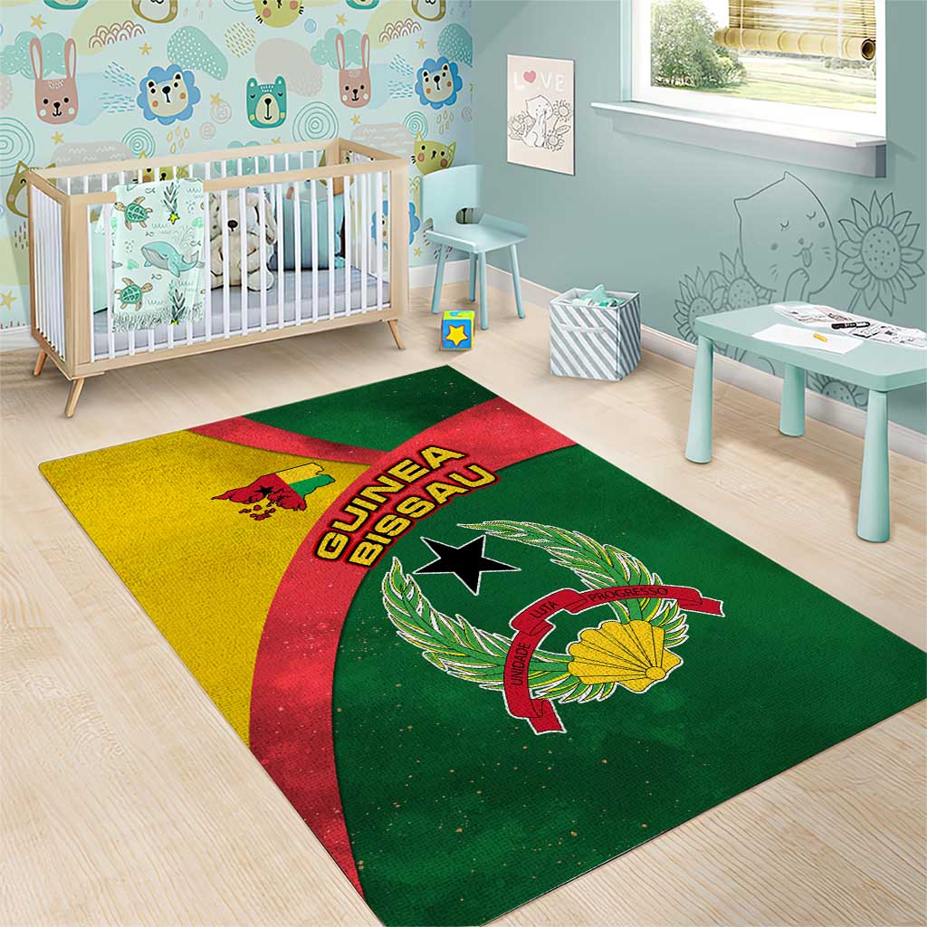 Guinea Bissau Area Rug Green Yellow Red Swirl - African Pride