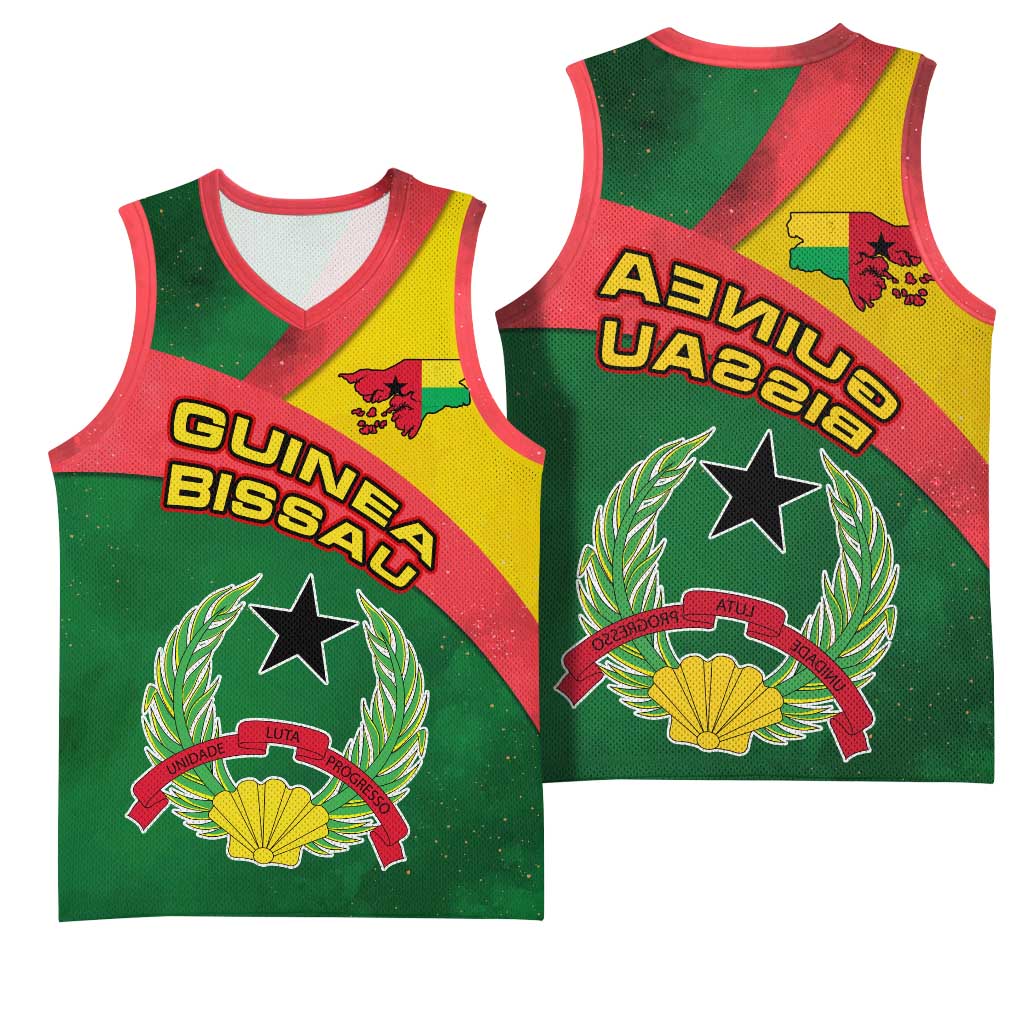 Guinea Bissau Basketball Jersey Green Yellow Red Swirl - African Pride