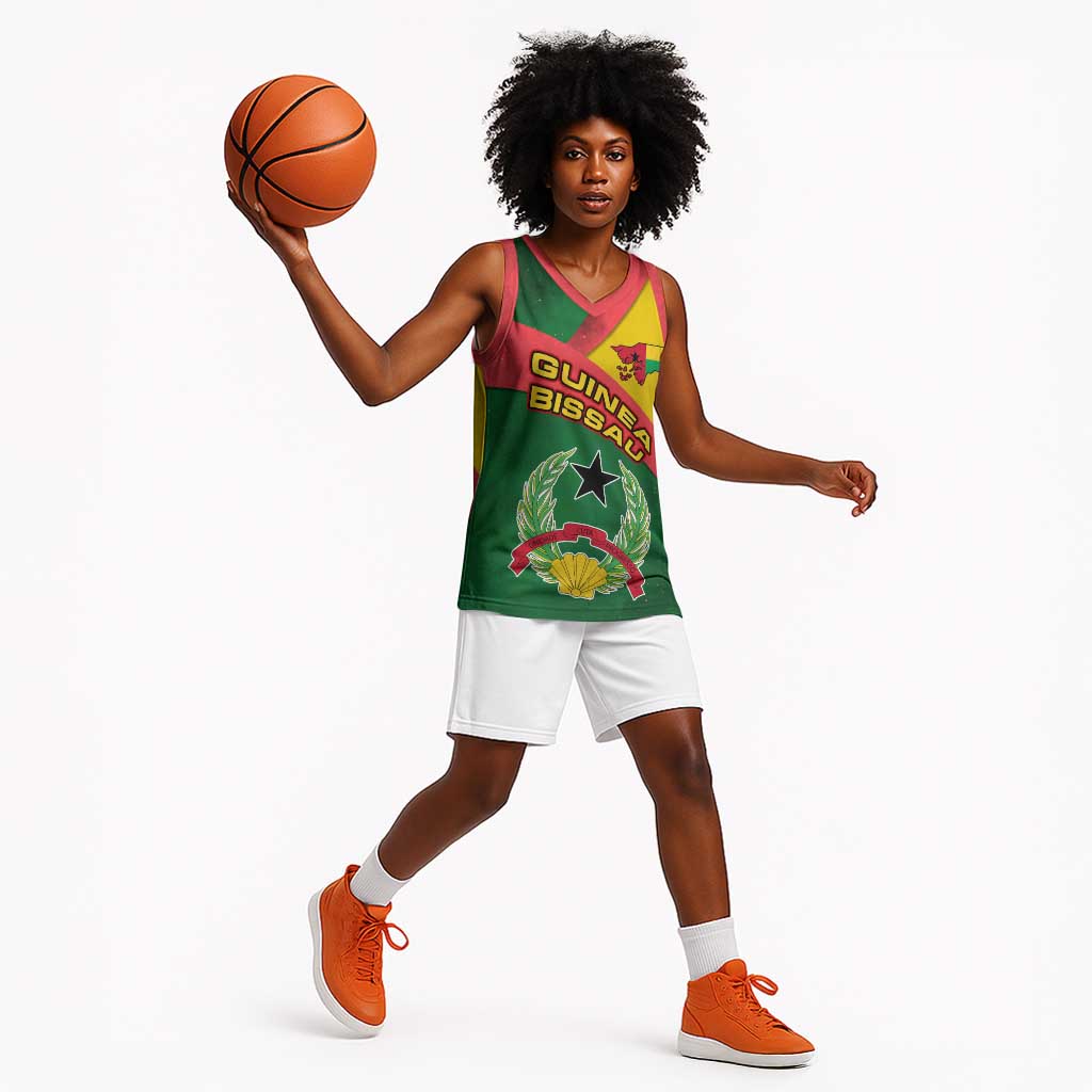 Guinea Bissau Basketball Jersey Green Yellow Red Swirl - African Pride