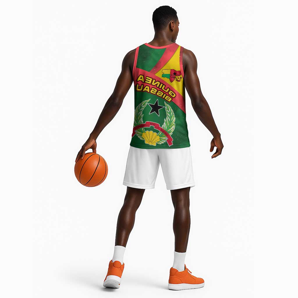 Guinea Bissau Basketball Jersey Green Yellow Red Swirl - African Pride