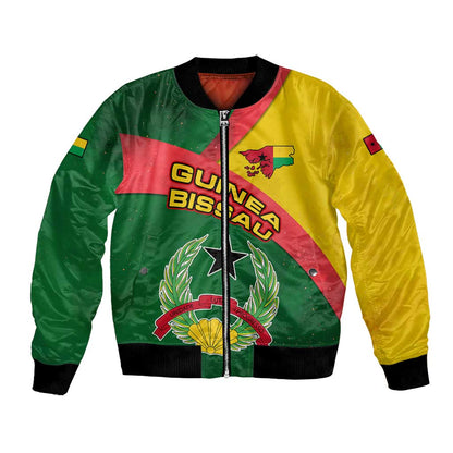 Guinea Bissau Bomber Jacket Green Yellow Red Swirl - African Pride