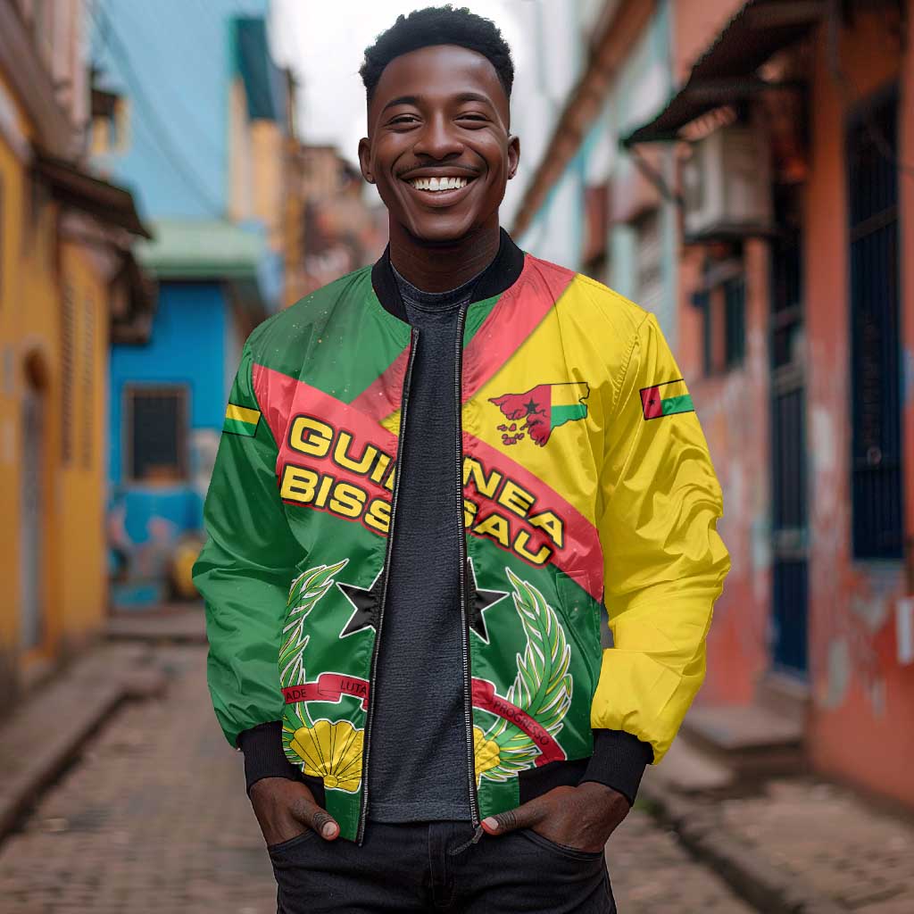 Guinea Bissau Bomber Jacket Green Yellow Red Swirl - African Pride