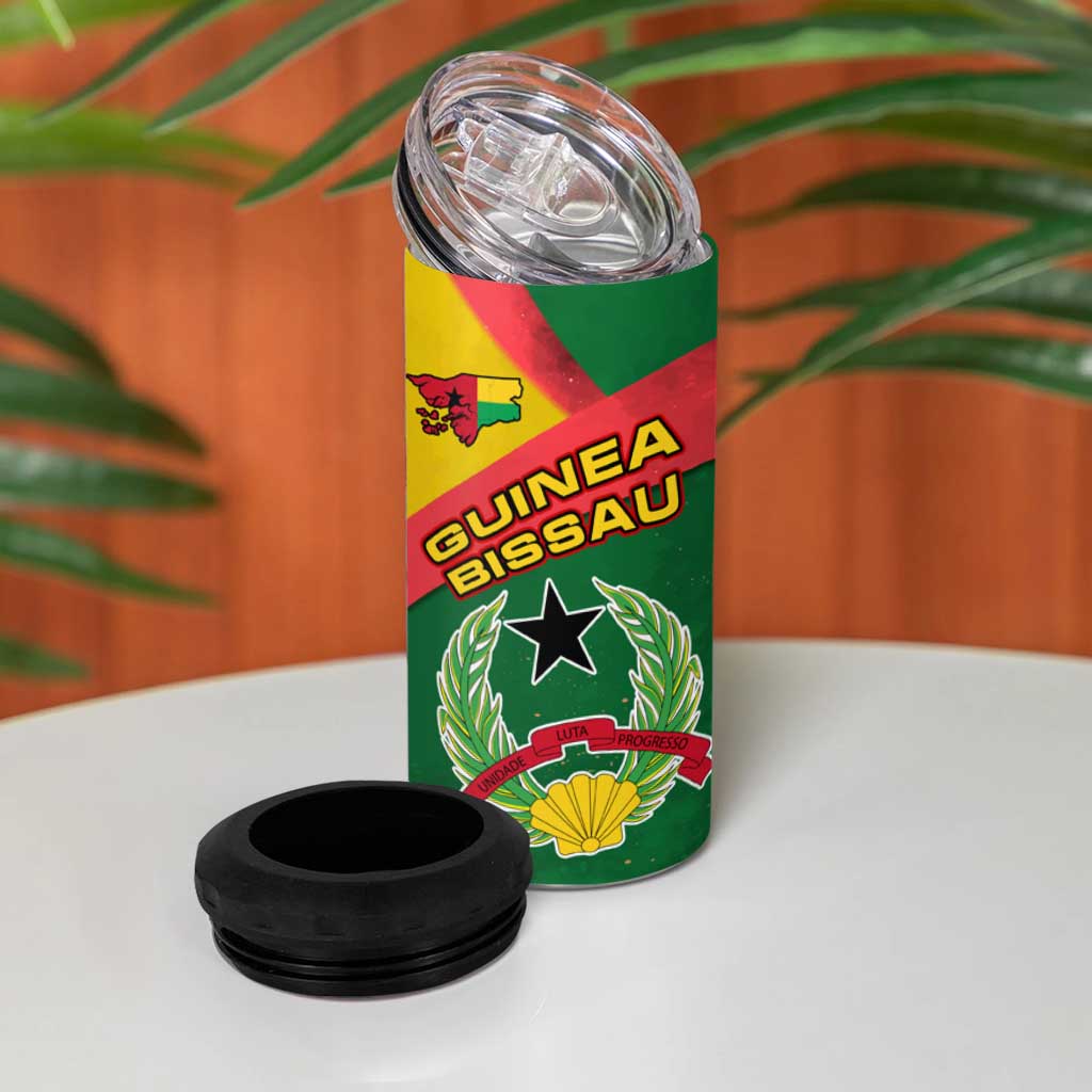 Guinea Bissau 4 in 1 Can Cooler Tumbler Green Yellow Red Swirl - African Pride
