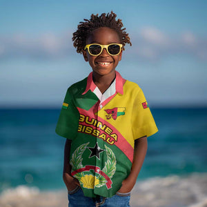 Guinea Bissau Kid Hawaiian Shirt Green Yellow Red Swirl - African Pride