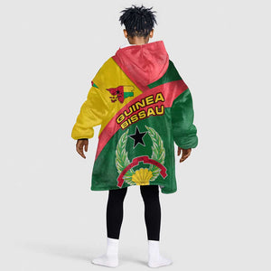 Guinea Bissau Kid Wearable Blanket Hoodie Green Yellow Red Swirl - African Pride