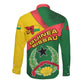 Guinea Bissau Long Sleeve Button Shirt Green Yellow Red Swirl - African Pride
