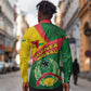 Guinea Bissau Long Sleeve Button Shirt Green Yellow Red Swirl - African Pride