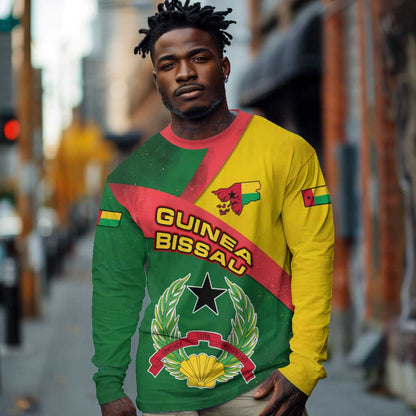 Guinea Bissau Long Sleeve Shirt Green Yellow Red Swirl - African Pride