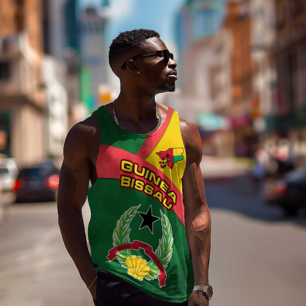 Guinea Bissau Men Tank Top Green Yellow Red Swirl - African Pride