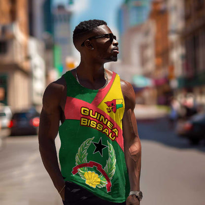 Guinea Bissau Men Tank Top Green Yellow Red Swirl - African Pride