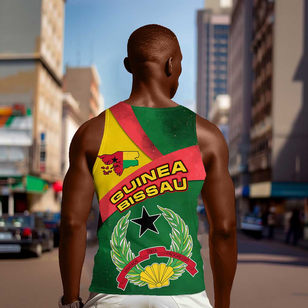 Guinea Bissau Men Tank Top Green Yellow Red Swirl - African Pride