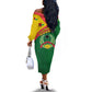 Guinea Bissau Off The Shoulder Long Sleeve Dress Green Yellow Red Swirl - African Pride