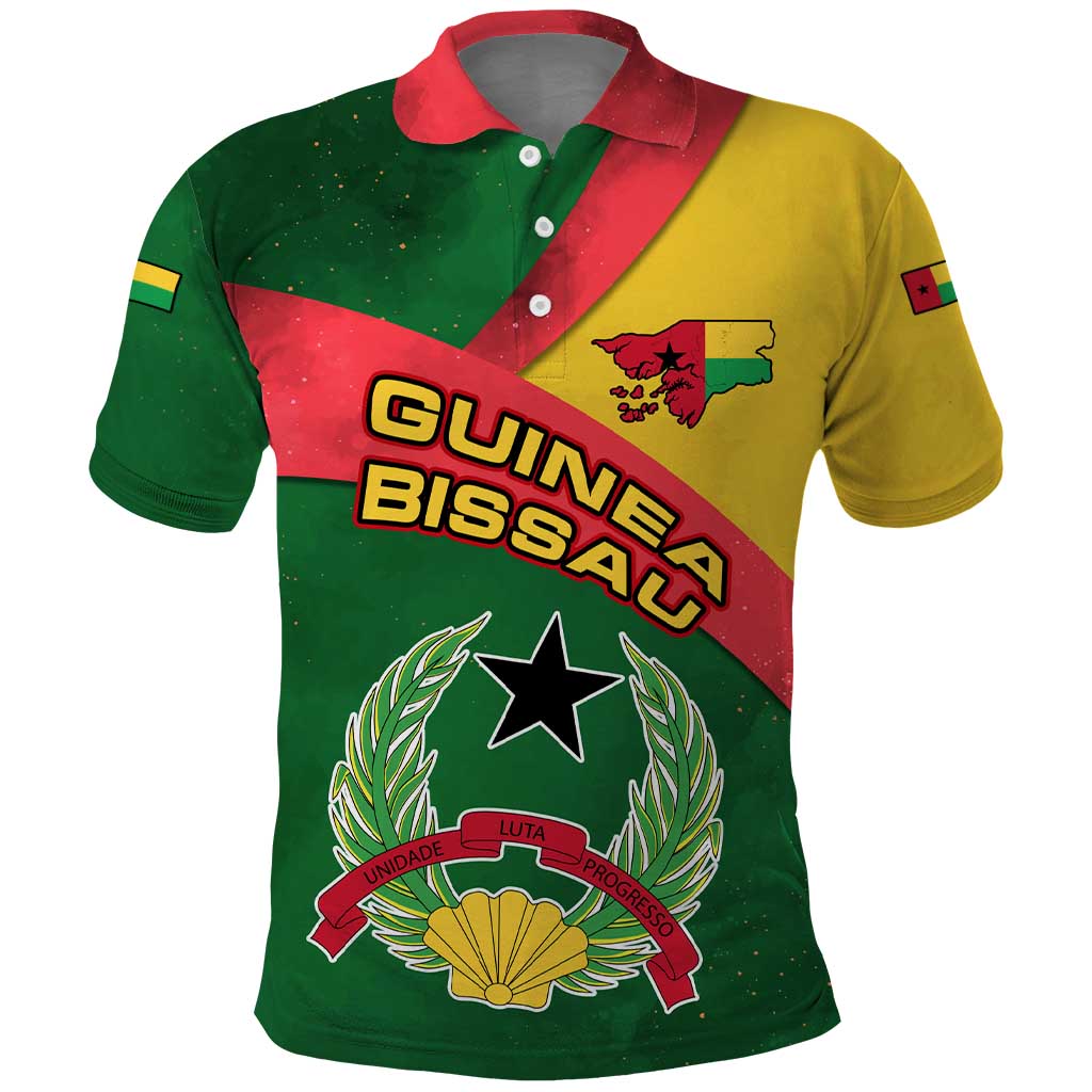 Guinea Bissau Polo Shirt Green Yellow Red Swirl - African Pride