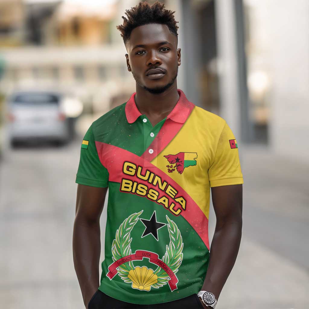 Guinea Bissau Polo Shirt Green Yellow Red Swirl - African Pride