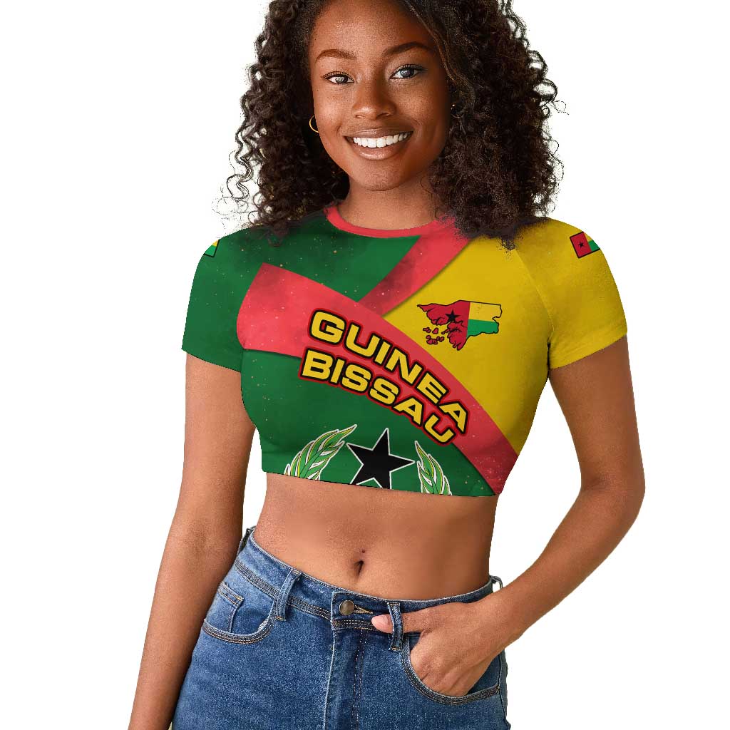 Guinea Bissau Raglan Cropped T shirt Green Yellow Red Swirl - African Pride