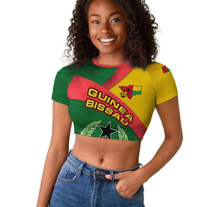 Guinea Bissau Raglan Cropped T shirt Green Yellow Red Swirl - African Pride