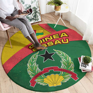 Guinea Bissau Round Carpet Green Yellow Red Swirl - African Pride