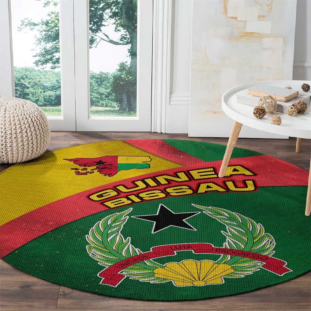 Guinea Bissau Round Carpet Green Yellow Red Swirl - African Pride