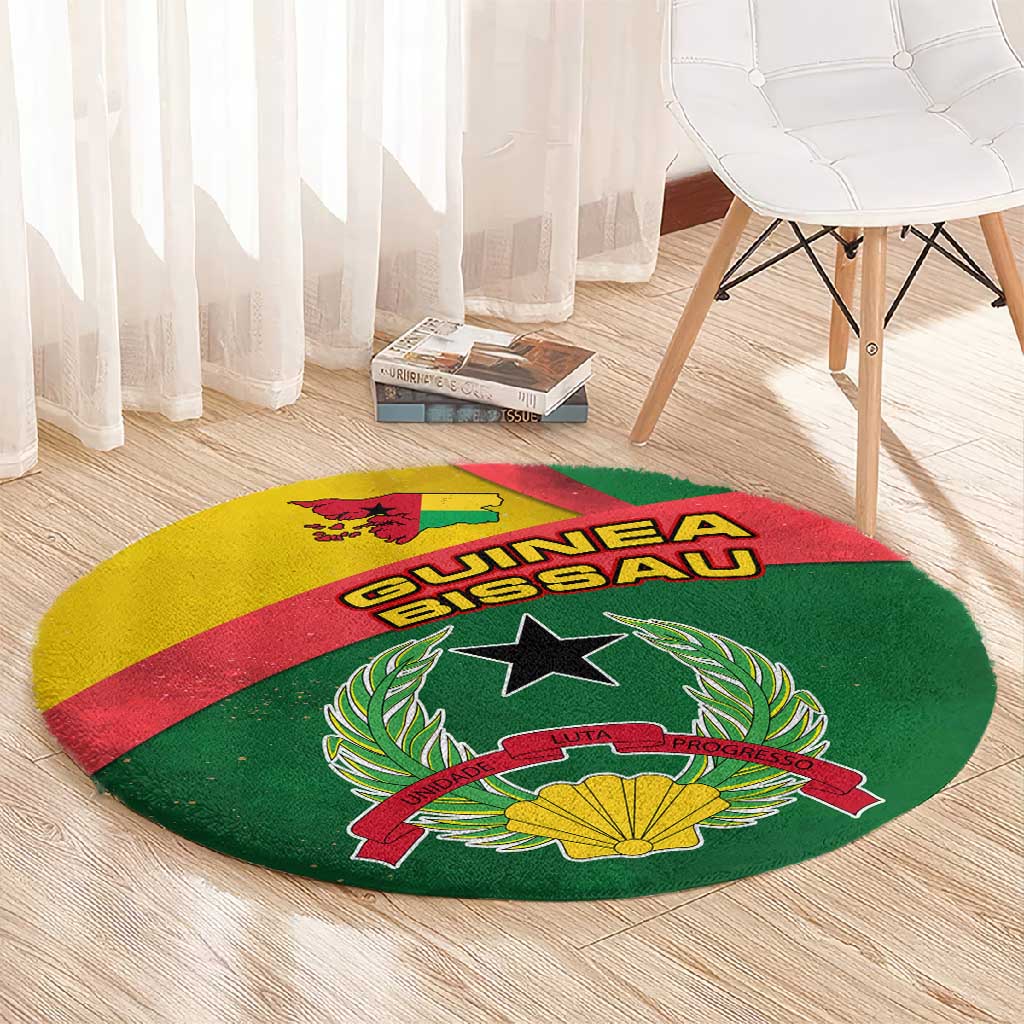 Guinea Bissau Round Carpet Green Yellow Red Swirl - African Pride