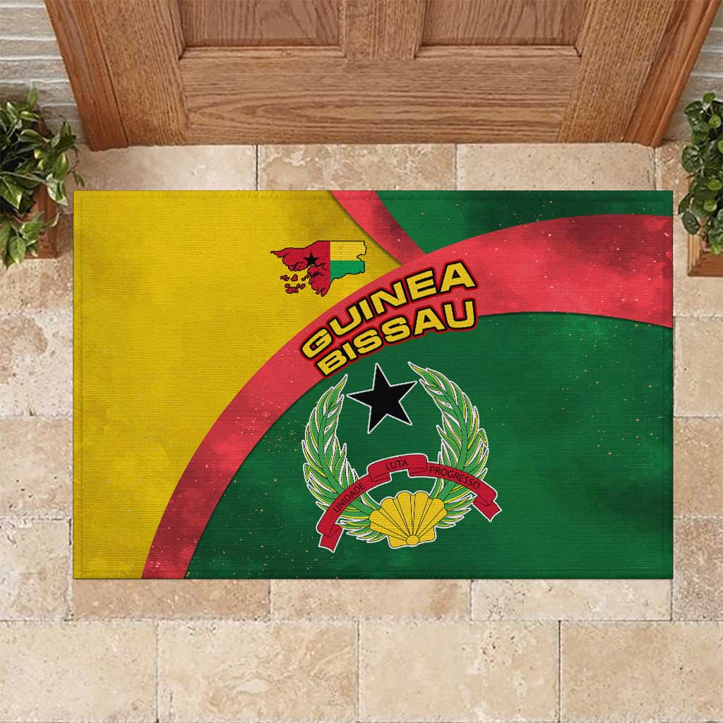Guinea Bissau Rubber Doormat Green Yellow Red Swirl - African Pride
