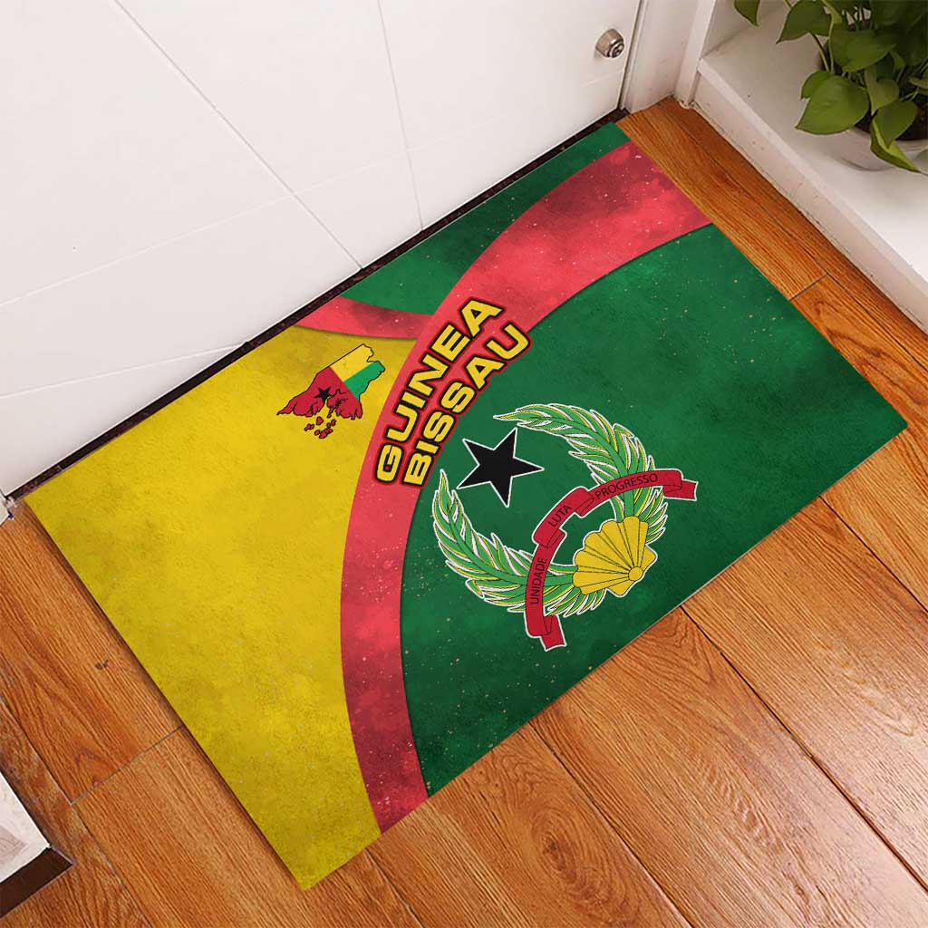 Guinea Bissau Rubber Doormat Green Yellow Red Swirl - African Pride
