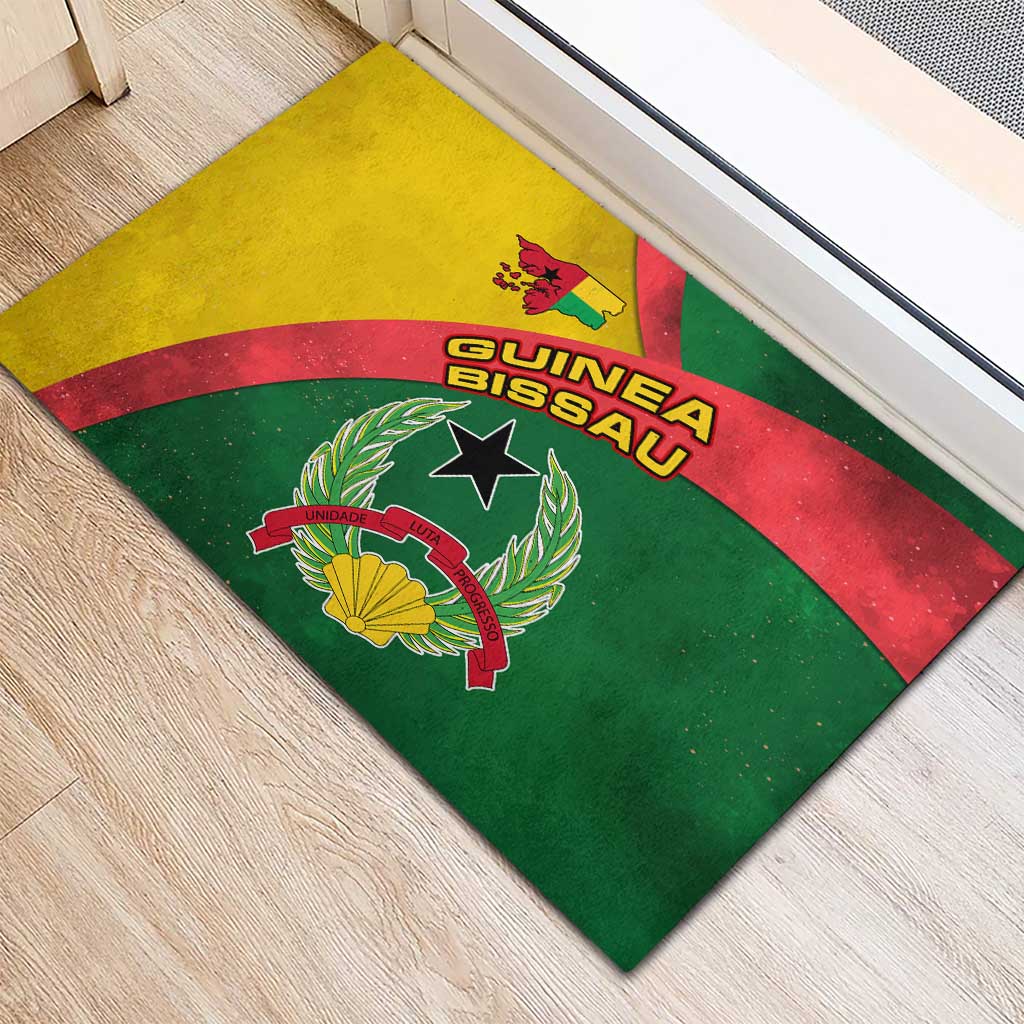 Guinea Bissau Rubber Doormat Green Yellow Red Swirl - African Pride