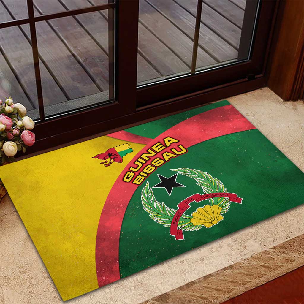 Guinea Bissau Rubber Doormat Green Yellow Red Swirl - African Pride