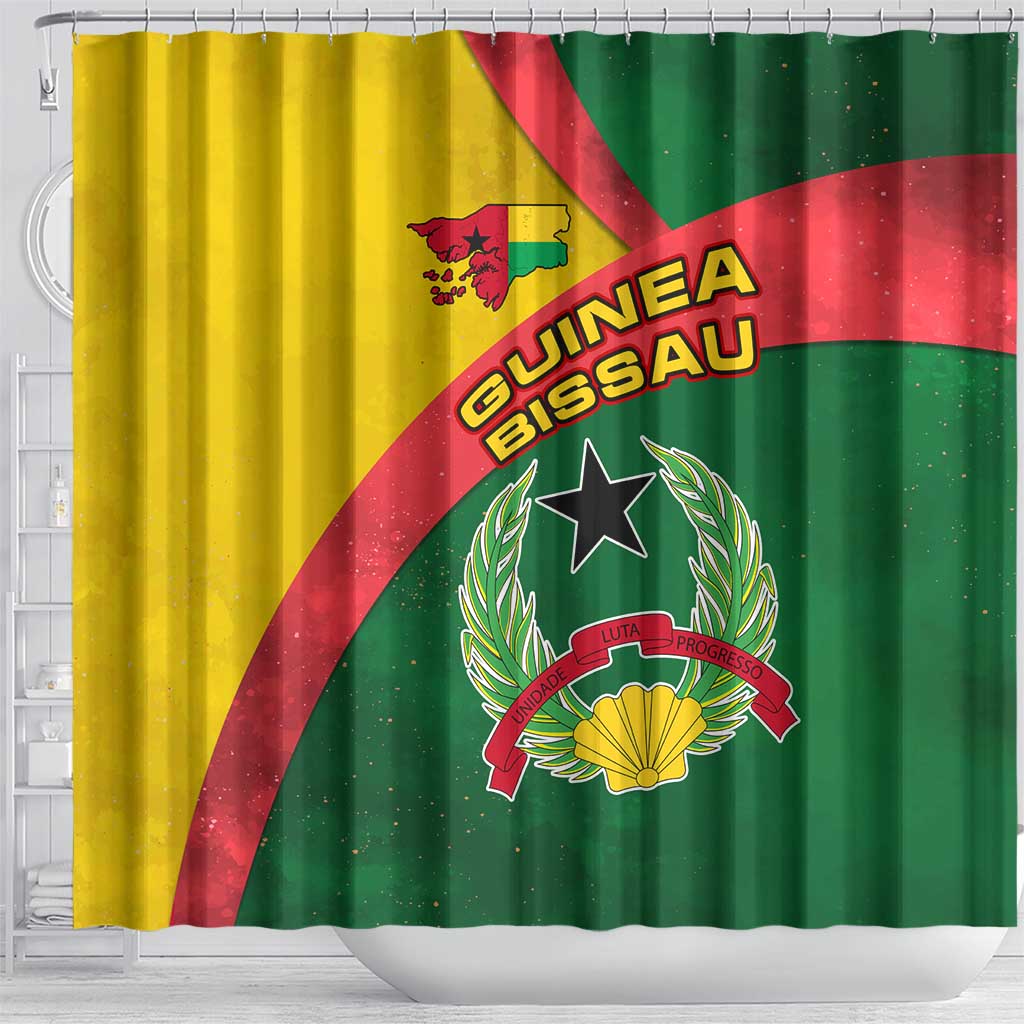 Guinea Bissau Shower Curtain Green Yellow Red Swirl - African Pride