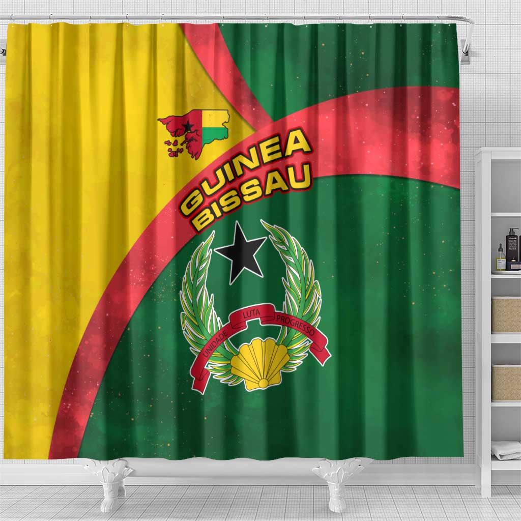 Guinea Bissau Shower Curtain Green Yellow Red Swirl - African Pride