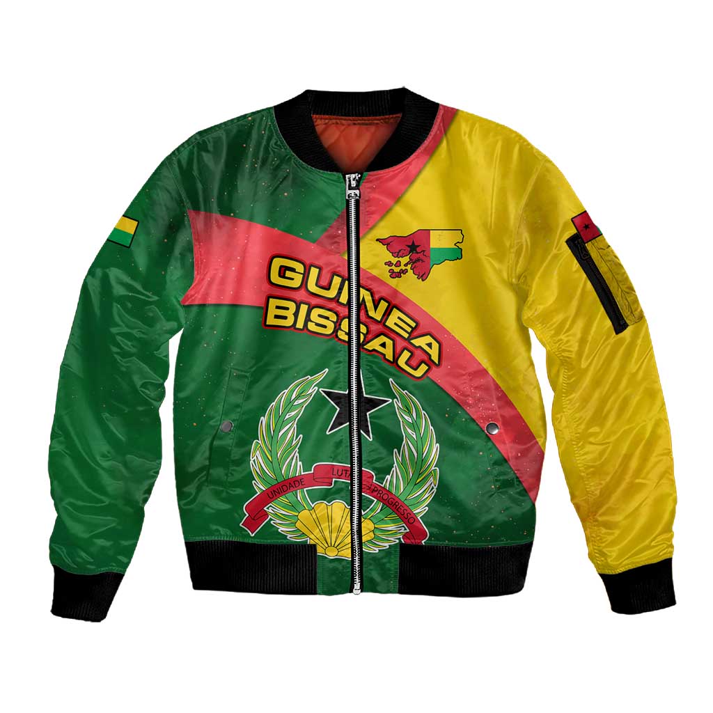 Guinea Bissau Sleeve Zip Bomber Jacket Green Yellow Red Swirl - African Pride