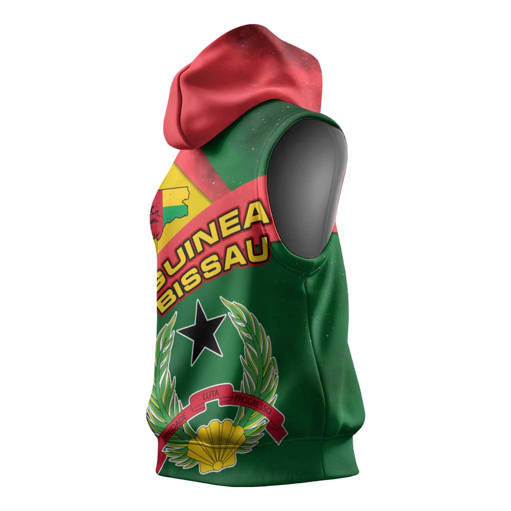 Guinea Bissau Sleeveless Hoodie Green Yellow Red Swirl - African Pride