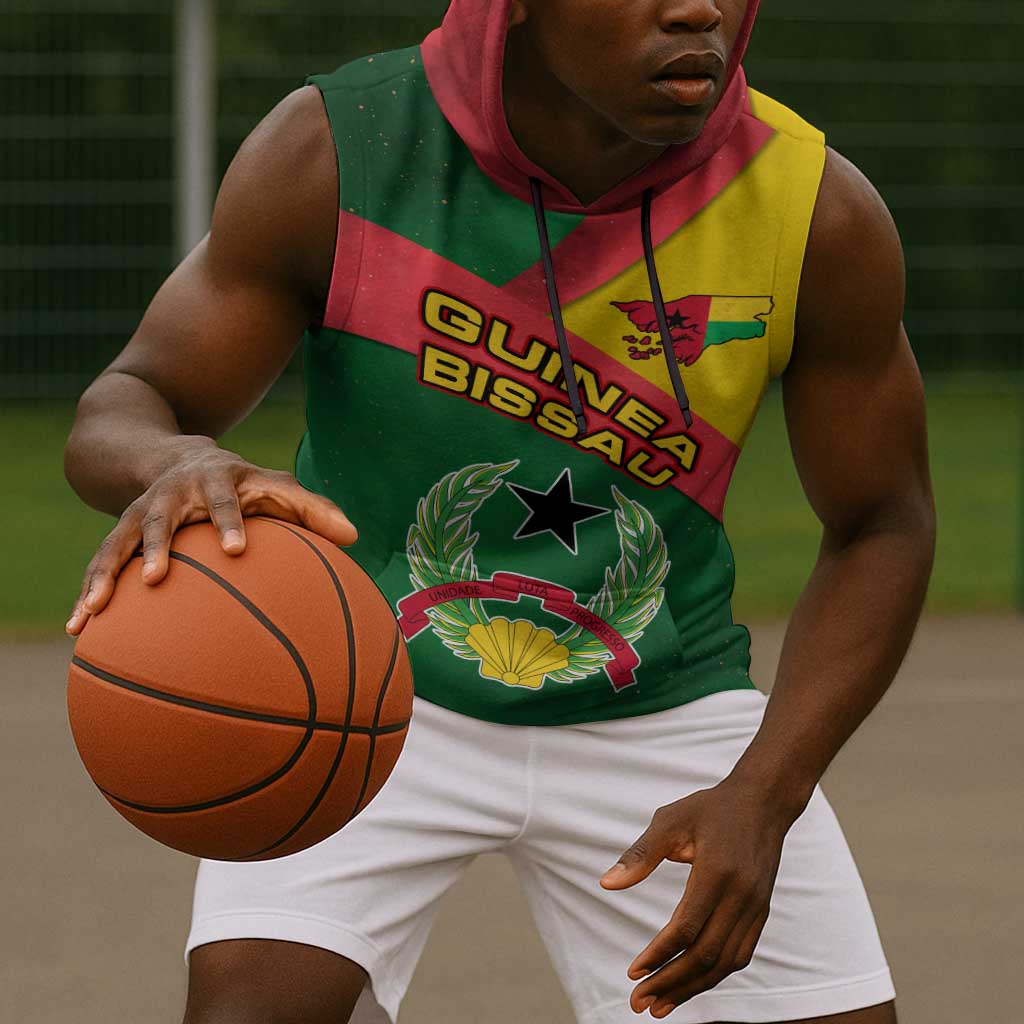 Guinea Bissau Sleeveless Hoodie Green Yellow Red Swirl - African Pride