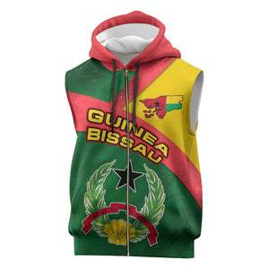 Guinea Bissau Sleeveless Zip Hoodie Green Yellow Red Swirl - African Pride