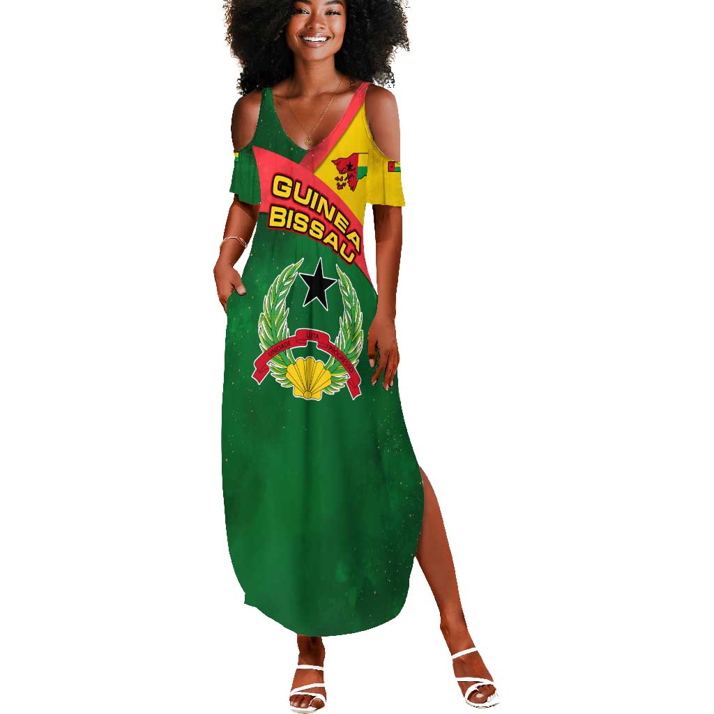 Guinea Bissau Summer Maxi Dress Green Yellow Red Swirl - African Pride