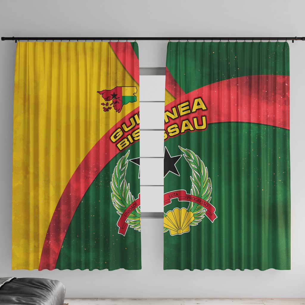Guinea Bissau Window Curtain Green Yellow Red Swirl - African Pride