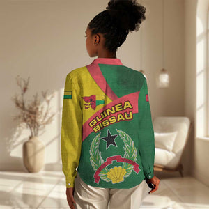 Guinea Bissau Women Casual Shirt Green Yellow Red Swirl - African Pride