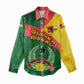 Guinea Bissau Women Casual Shirt Green Yellow Red Swirl - African Pride