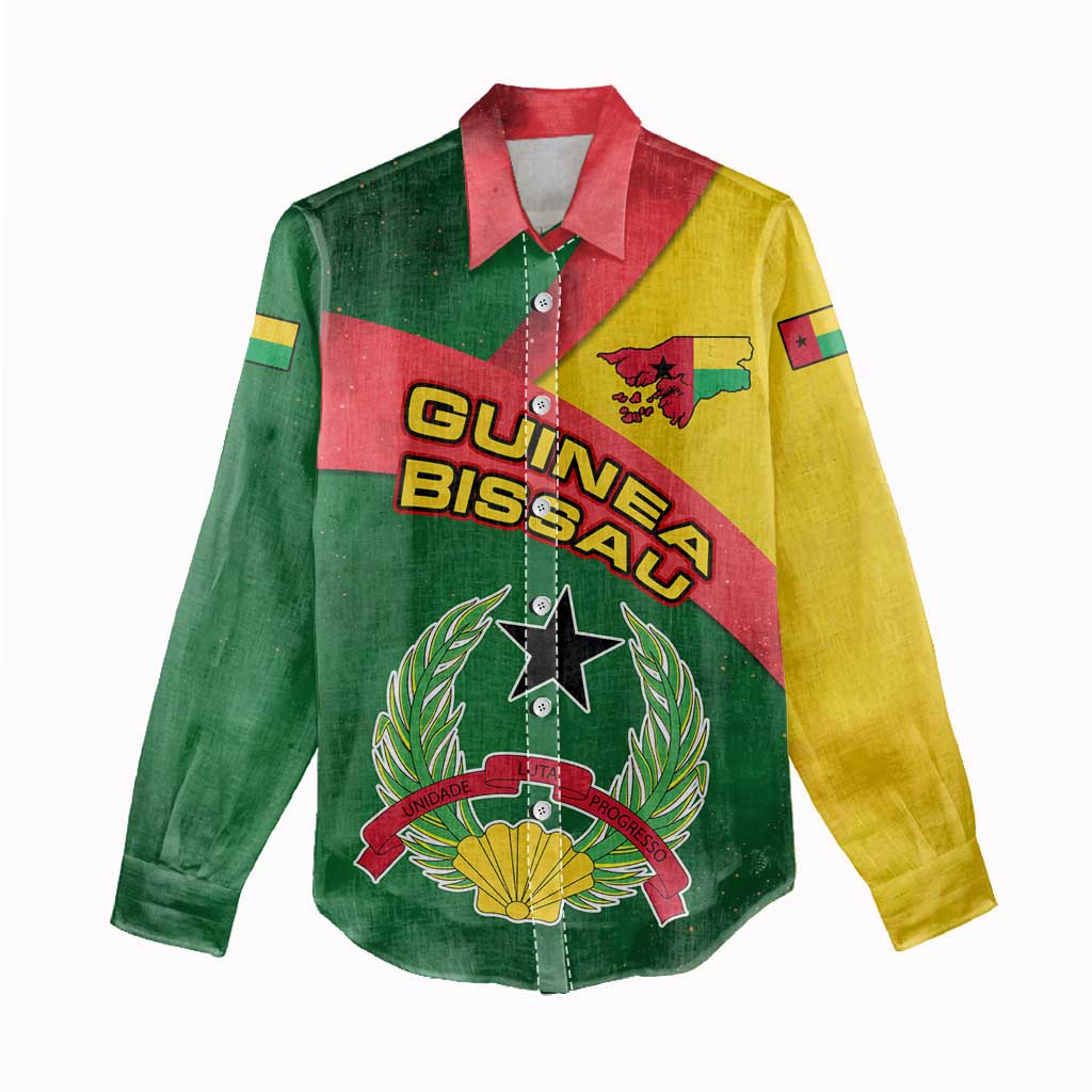 Guinea Bissau Women Casual Shirt Green Yellow Red Swirl - African Pride