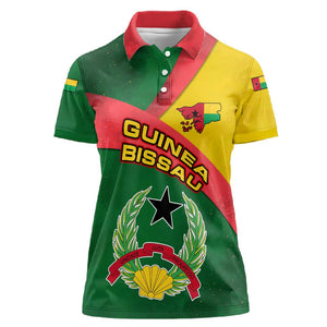 Guinea Bissau Women Polo Shirt Green Yellow Red Swirl - African Pride