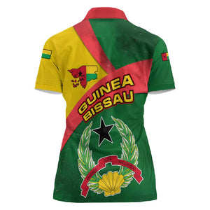 Guinea Bissau Women Polo Shirt Green Yellow Red Swirl - African Pride