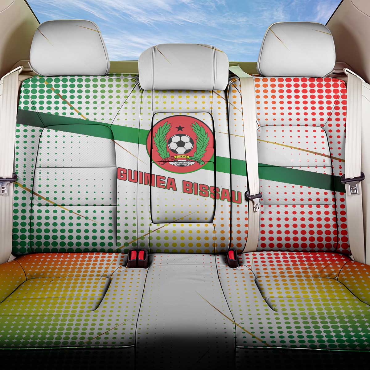 Guinea Bissau Back Car Seat Cover White Green Red Gradient - African Pride